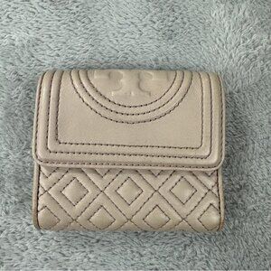 Tory Burch Mini Flap Wallet Leather Bedrock Cream